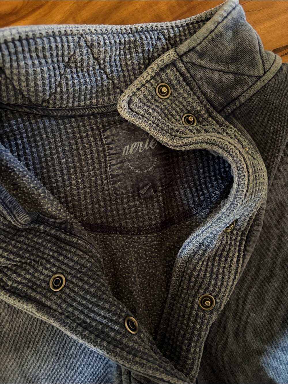 Washed Blue Snap-Button Pullover Sweater - Picture 2 of 2
